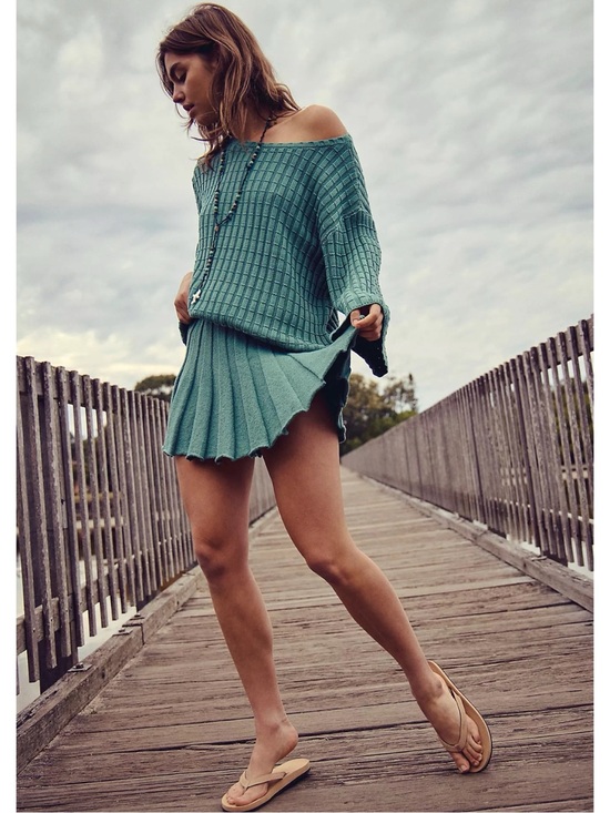 Free People Dresses & Skirts - Free People Kenzie Sweater Skirt Set in Frosty Spruce Green NWT Size Small
